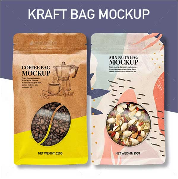 Simple Kraft Pouch Bag Packaging Mockup
