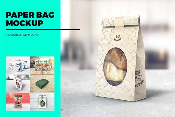 Simple Lunch Paper Bag MockUp