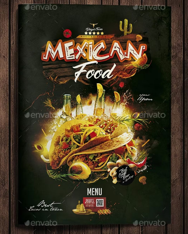 Simple Mexican Restaurant Menu Flyer Template