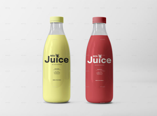 Simple Milk and Juice Bottle Packaging Mockup