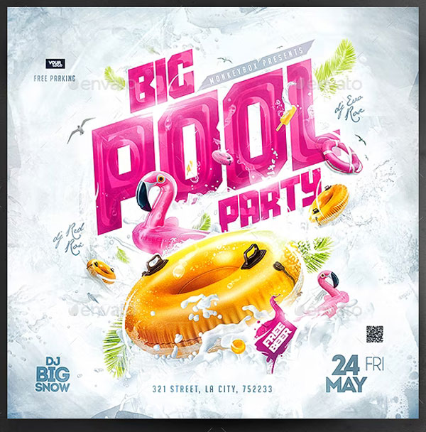 Simple Pool Party Flyer Design