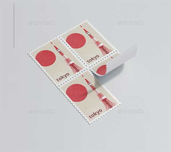 Simple Postage Stamps Mockup