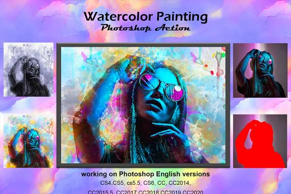 Simple Real Watercolor Painting Photoshop Action