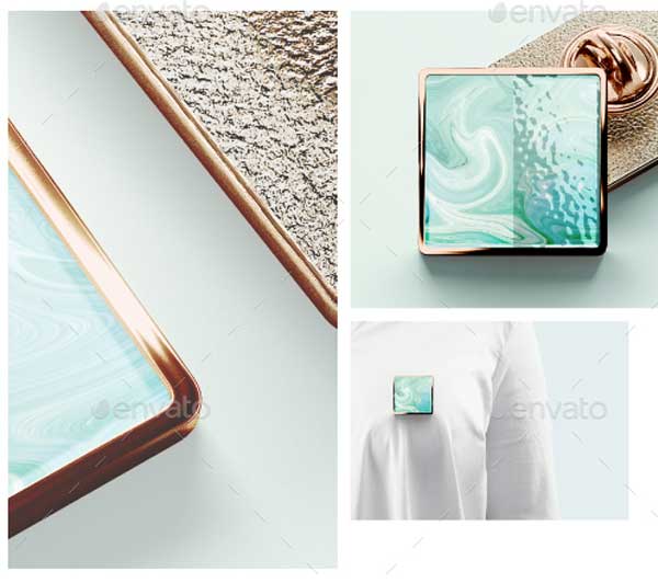 Simple Square Enamel Pin Mockups