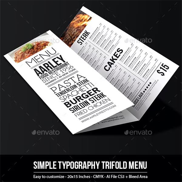 Simple Typography Trifold Menu Template
