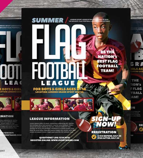 Simple Flag Football Flyer Template