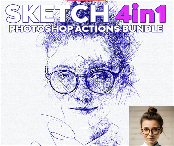 Sketch Photoshop Actions Bundle