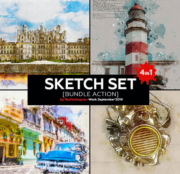 Sketch Set Bundle Photoshop Action