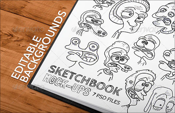 Sketchbook Mockups with Editable Background