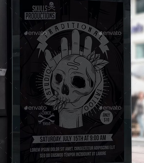 Skull Hand Tattoo Flyer