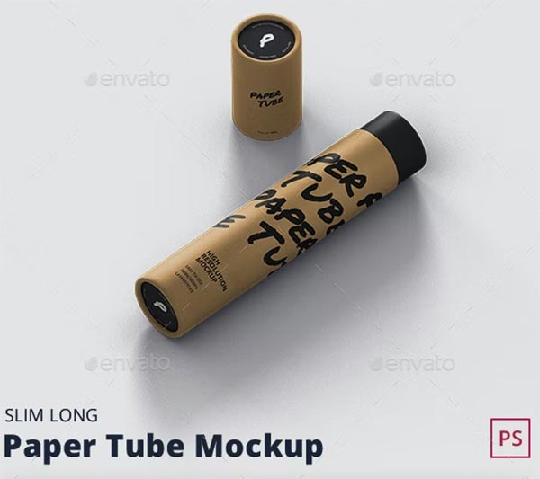 Slim Long Size Paper Tube Mockup