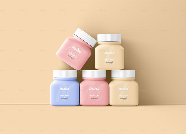 Small Square Pill Plastic Bottle Mockup