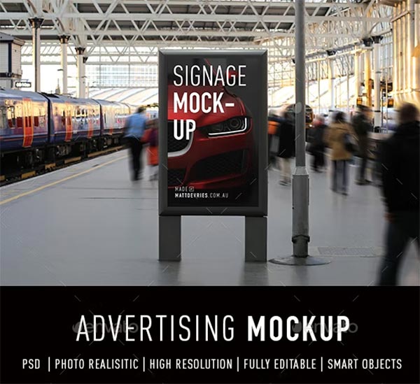 Smart Advertising Signage PSD Mockup Design