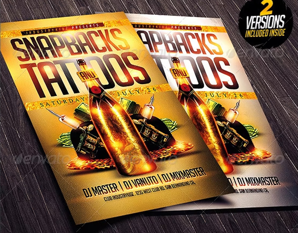 Snapbacks And Tattoos Flyer Templates