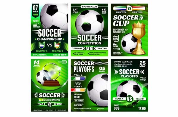 Soccer Sport Event Flyer Promo Set