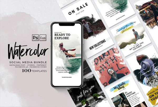 Social Media Watercolor Bundle