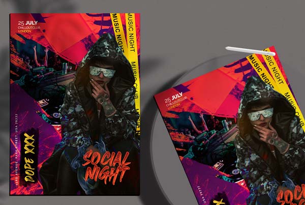 Social Night Event Flyer Free PSD