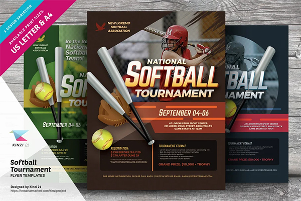 Softball Tournament Flyer Templates