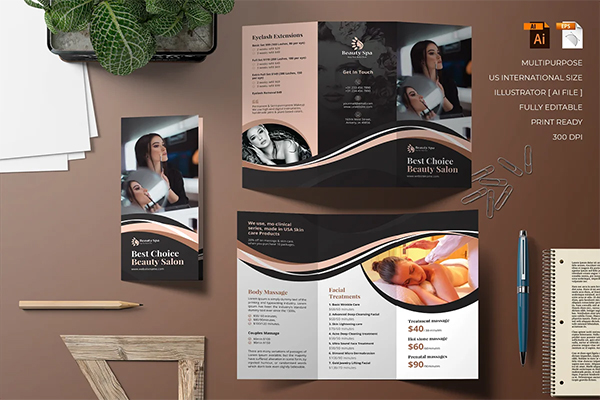 Spa Trifold Brochure Template