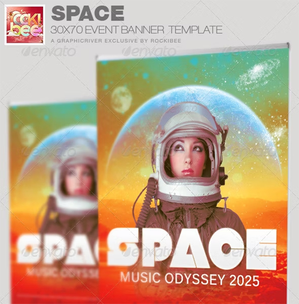 Space Event Banner PSD Template
