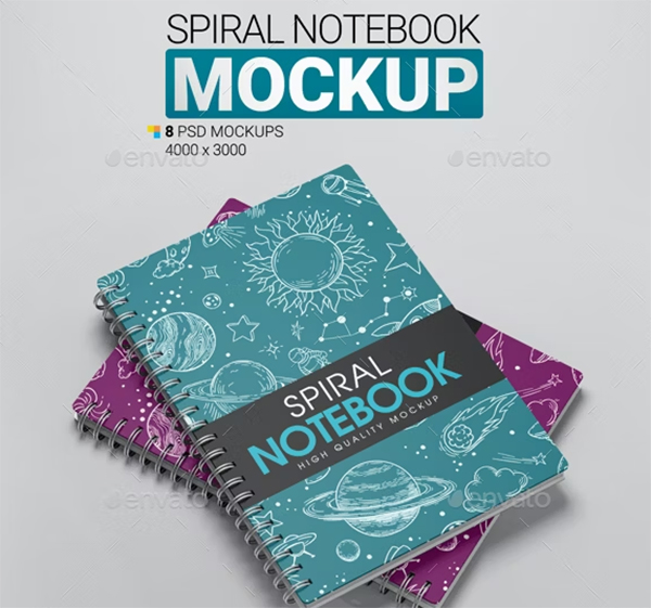 Spiral NoteBook PSD Mockup