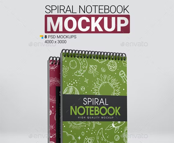 Spiral NoteBook PSD Mockups