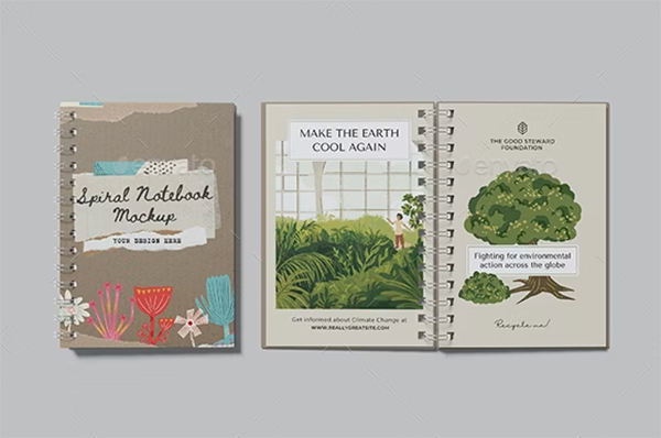Spiral Notebook PSD Design Mockups