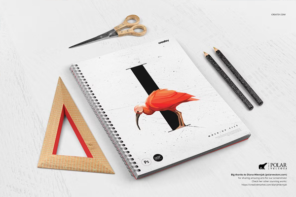 Spiral Notebook PSD Mockup Set