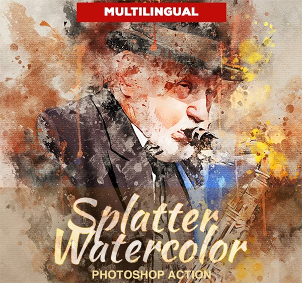 Splatter Watercolor Photoshop Action