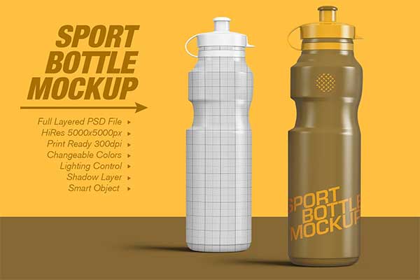 Sport Water Bottle PSD Mockup