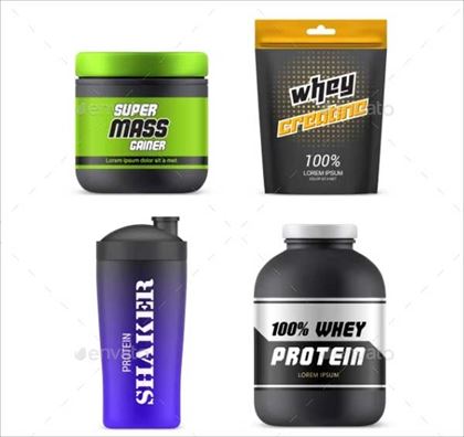 Sports Nutrition Packages Plastic Jars Mockup