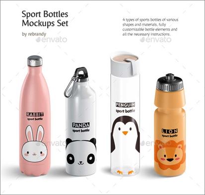 Sports Bottles Mockups Set