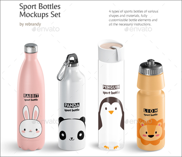 Sports Bottles Mockups Set