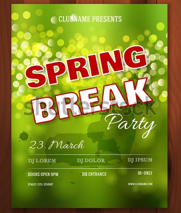 Spring Break Party Poster or Flyer Template