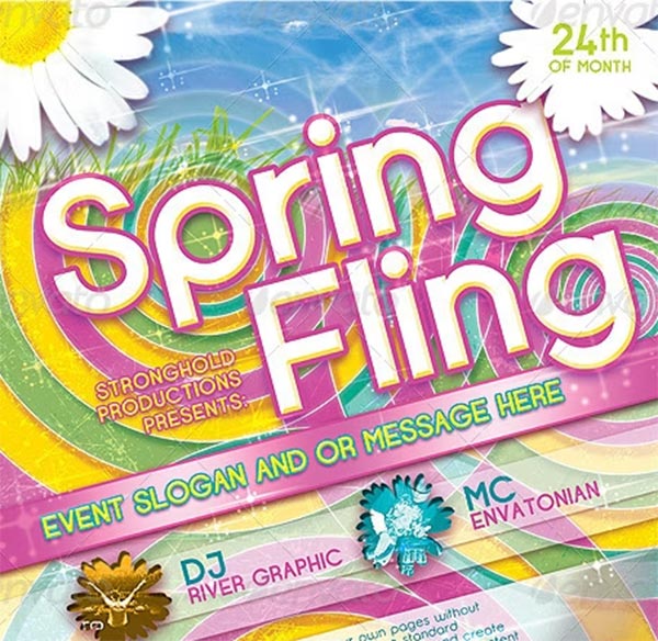 Spring Fling Dance Flyer Template