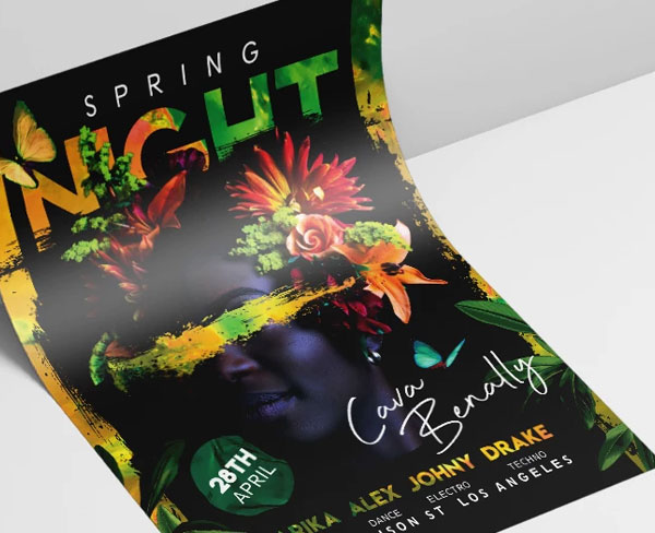 Spring Night Club Free Flyer PSD Template