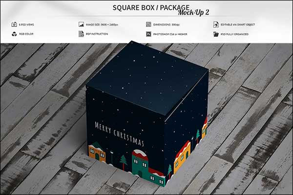 Square Box Package Mock-Up Template