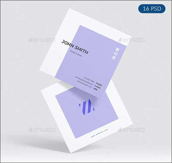 Square Business Card PSD Mockup