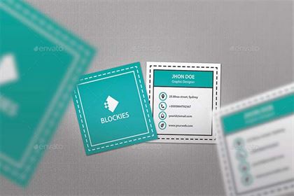 Square Circular PSD Business Card Mock Up