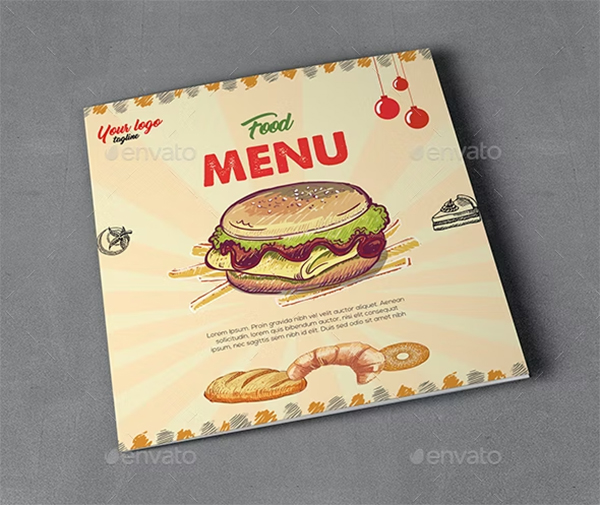Square Food Menu Trifold Brochure