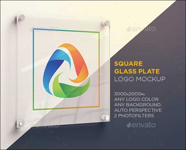Square Glass Plate Logo Mockup