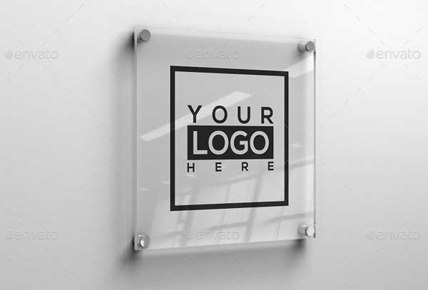 Square Glass Plate Logo Mockup