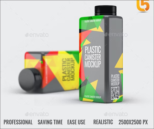 Square Plastic Bottle Mock-Up