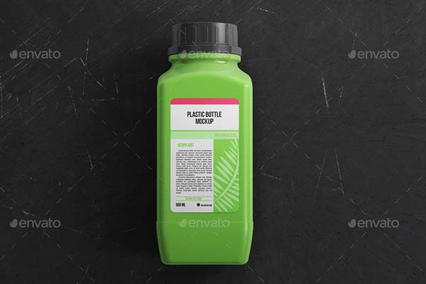 Square Plastic Bottle Mockups