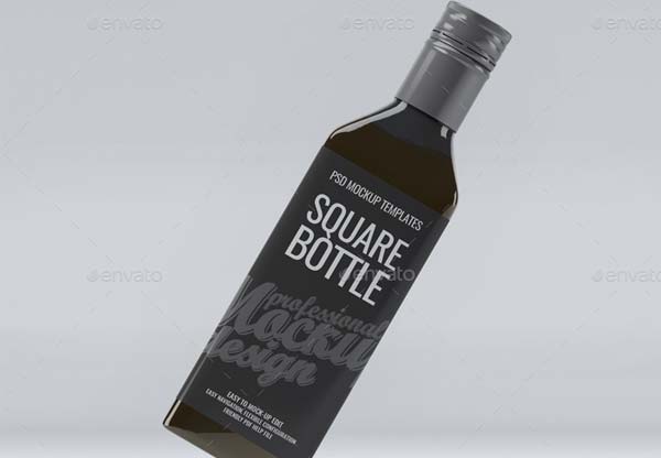 Square Plastic Bottle PSD Mockup