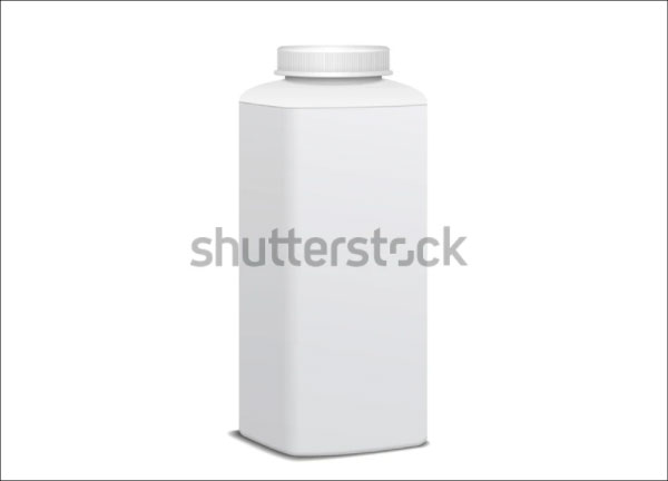 Square Plastic Bottle with Screw Cap Mockup