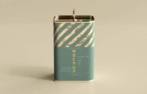Square Plastic Oil Can Mockup