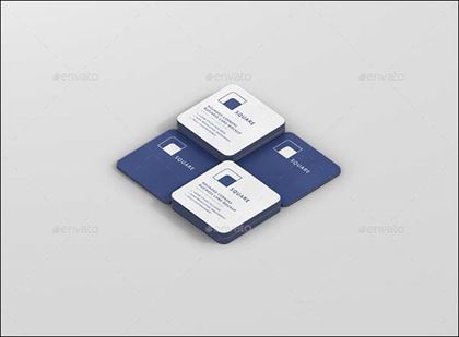 Square Round Corner Business Card Mockup