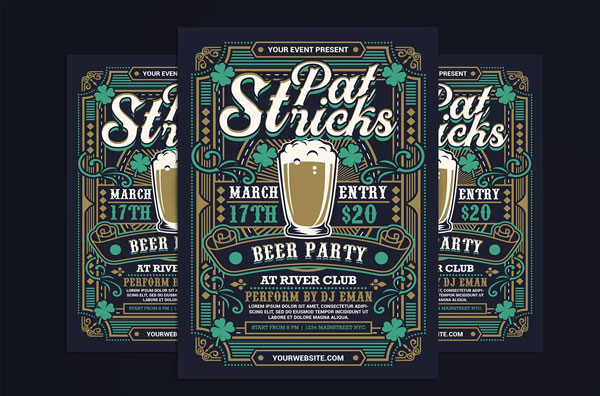 St Patricks Day Beer Party Flyer Template
