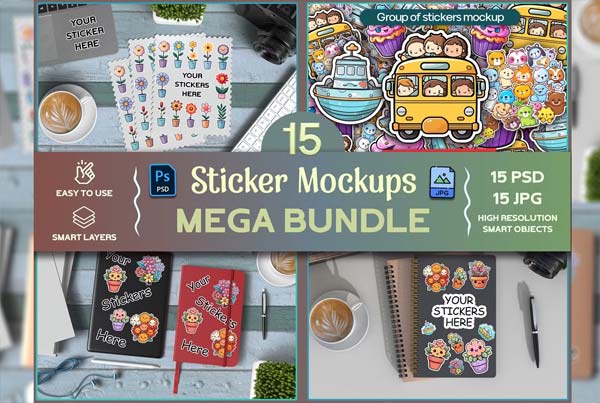 Sticker Mockups Mega Bundle